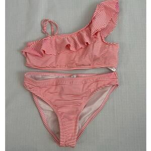 Hobie Girl's Sailor stripes one shoulder 2pc size 14